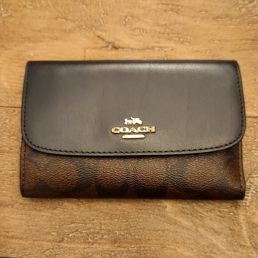 Dark Brown/Black,Coach ,Tri-fold small Wallet